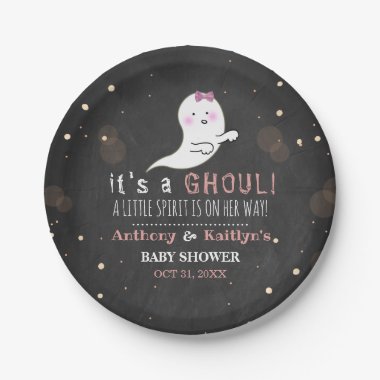 It's A Ghoul! Little Spirit Halloween Baby Shower Paper Plate