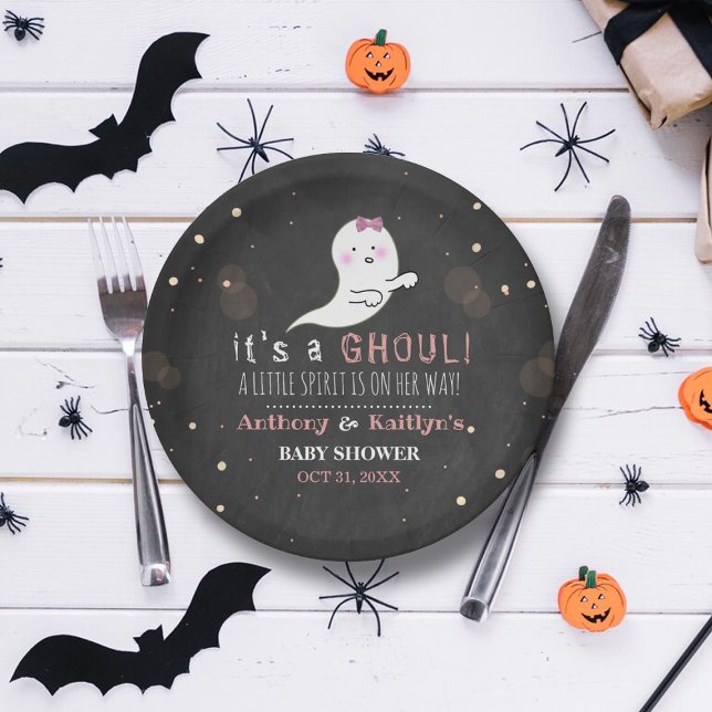 It's A Ghoul! Little Spirit Halloween Baby Shower Paper Plates (Creator Uploaded)