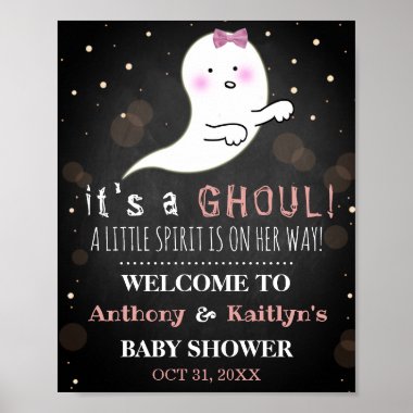 It's A Ghoul! Little Spirit Halloween Baby Shower Poster
