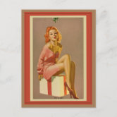 Beautiful ! Vintage 1950 pin up girl art Postcard