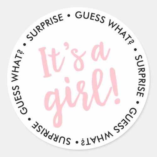 Its A Gilr Gender Reveal Favor Tag Pink
