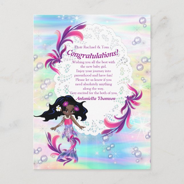 It's a Girl - A Baby Mermaid Postcard (Front)