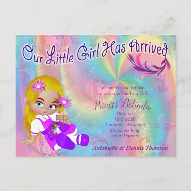It's a Girl - A Cutie-Pie Baby Postcard (Front)