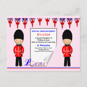 It's a Girl A Royal Princess Commemoration Design Announcement Postcard