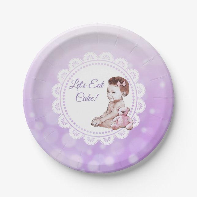 It's a Girl African American Baby Shower Paper Plates (Front)