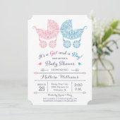 It's a Girl and a Boy! Twins Baby Shower Invite (Standing Front)