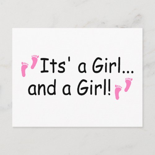 Its A Girl and A Girl Twin Girls Postcard