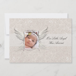 It's A Girl Angel Wings Birth Announcement