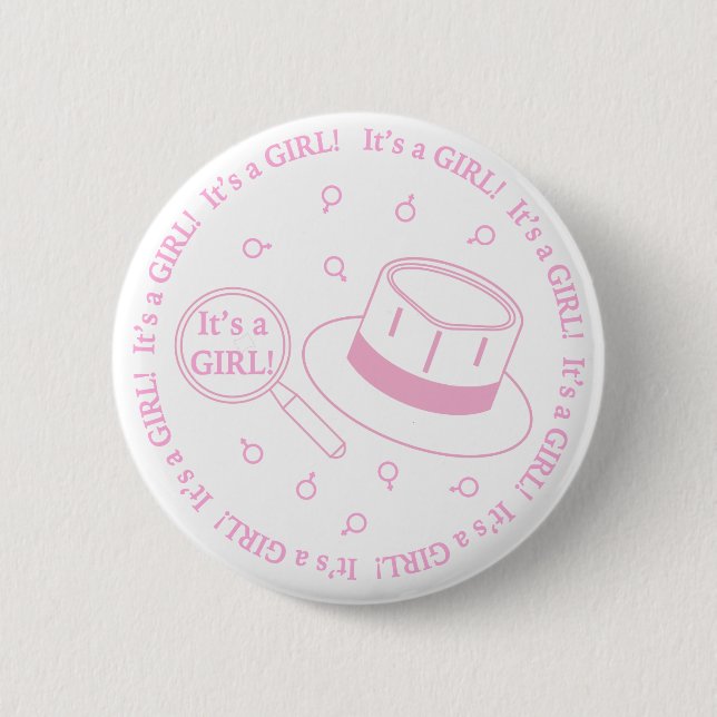 It's a Girl! announcement Button (Front)