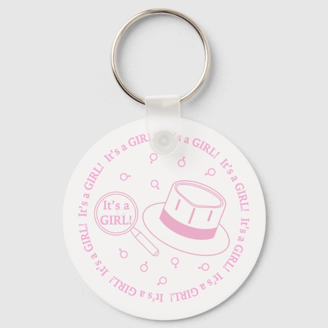 It's a Girl! announcement Keychain (Front)