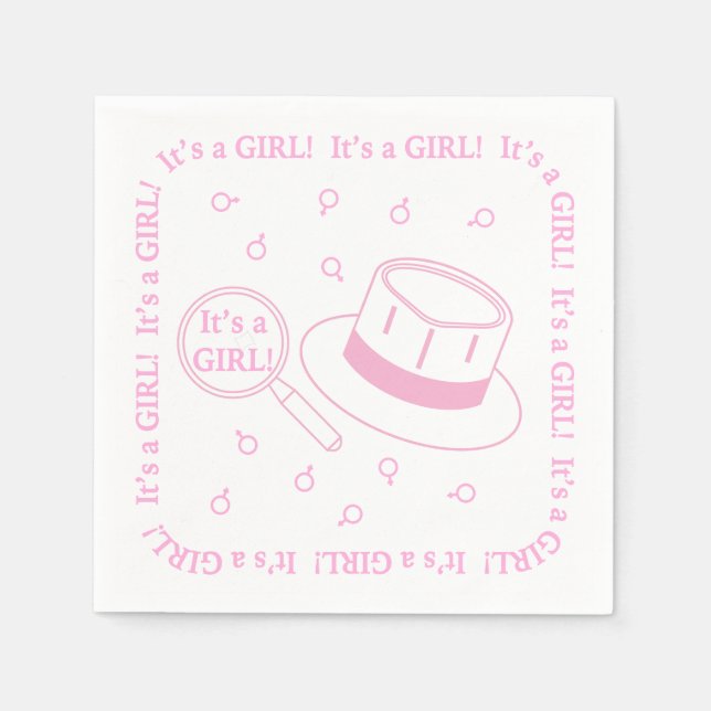 It's a Girl! announcement Napkins (Front)