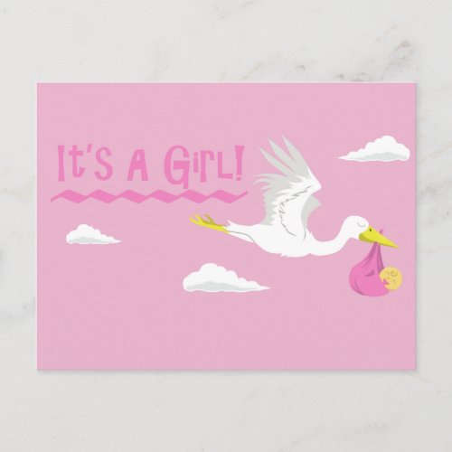 Its a Girl Announcement Postcard