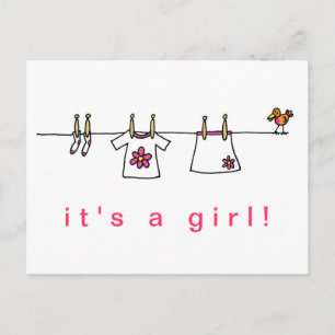 It's A Girl Announcement Postcard