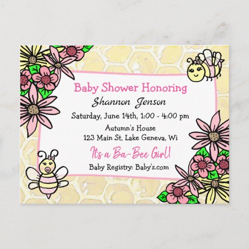 Its a Girl Ba_bee Baby Shower Invitations