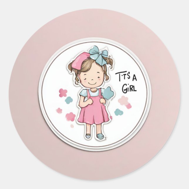 Its a girl babe announcement stickers (Front)