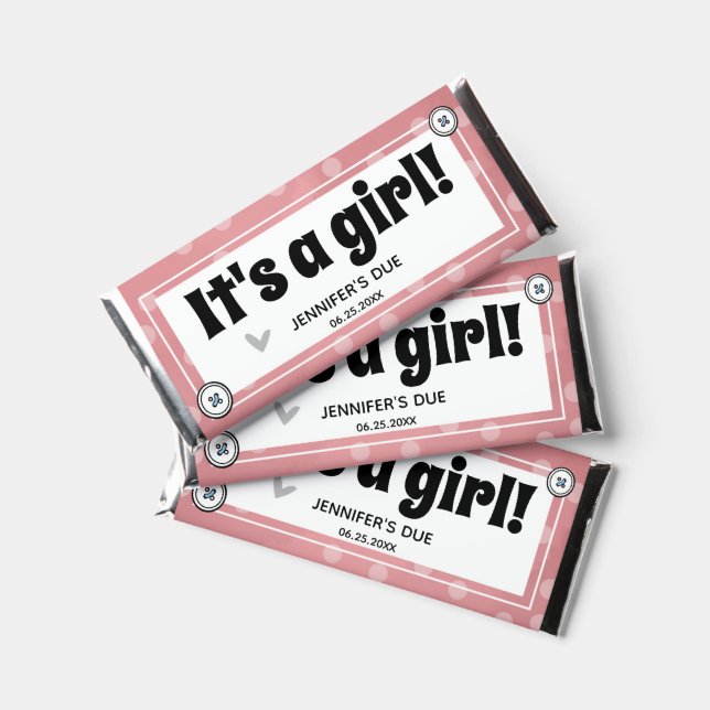 It's a Girl Baby Announcement Hershey Bar Favors (Front)
