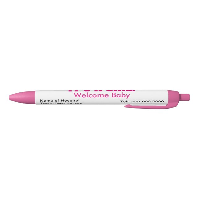 It's A Girl Baby Announcement Hospital Name Pen (Bottom)