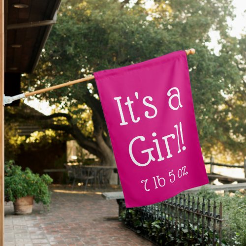 Its a Girl Baby Announcement Pink Flag