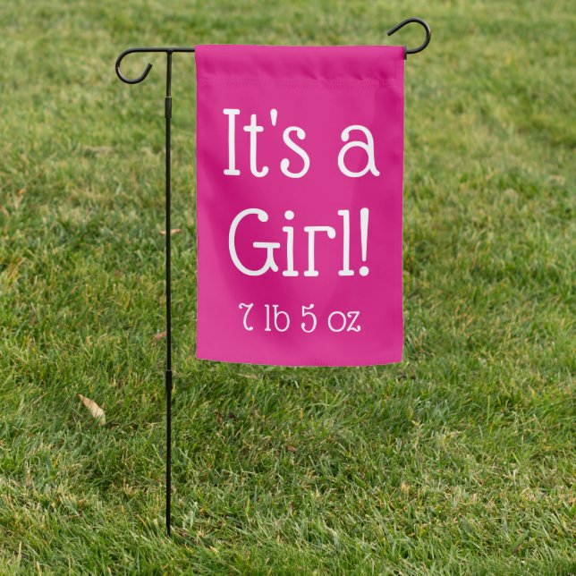 It's a Girl Baby Announcement Pink Yard Flag (In SItu)