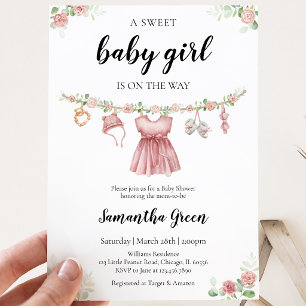 It's a Girl Baby Clothes Baby Shower Invitation