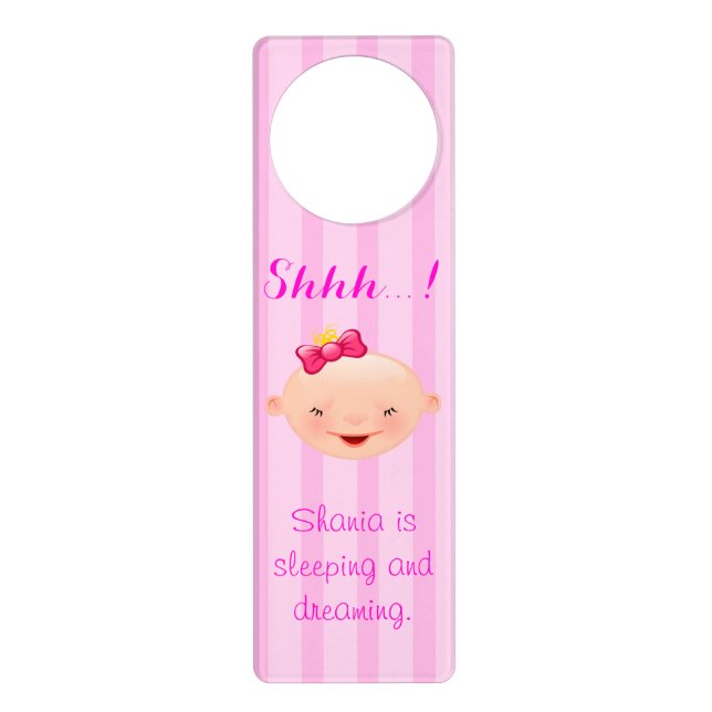 It's a Girl Baby Face Pink Door Hanger (Front)