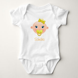 It's a Girl Baby Face Yellow Baby Bodysuit
