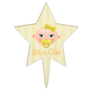 It's a Girl Baby Face Yellow Cake Topper