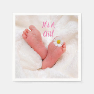 It's A Girl Baby Feet with Daisy Napkins
