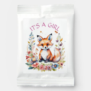 It's a Girl Baby Fox and Flowers Baby Shower Hot Chocolate Drink Mix