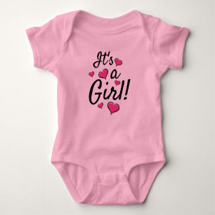 It's a Girl! Baby Gender Reveal with Pink Hearts Baby Bodysuit