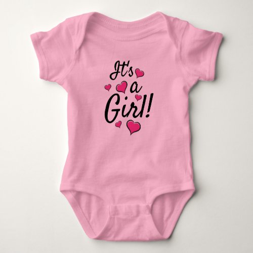 Its  a Girl Baby Gender Reveal with Pink Hearts Baby Bodysuit