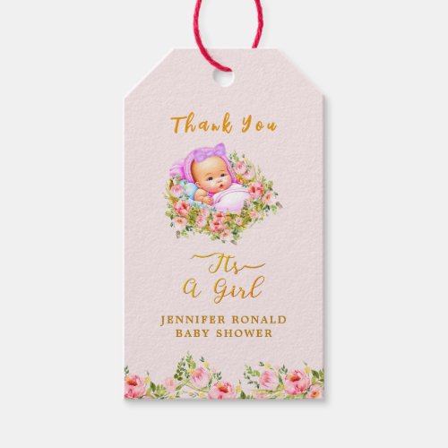 Its a girl Baby girl baby shower Gift Tags