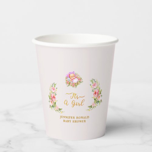 Its a girl Baby girl baby shower  Paper Cups
