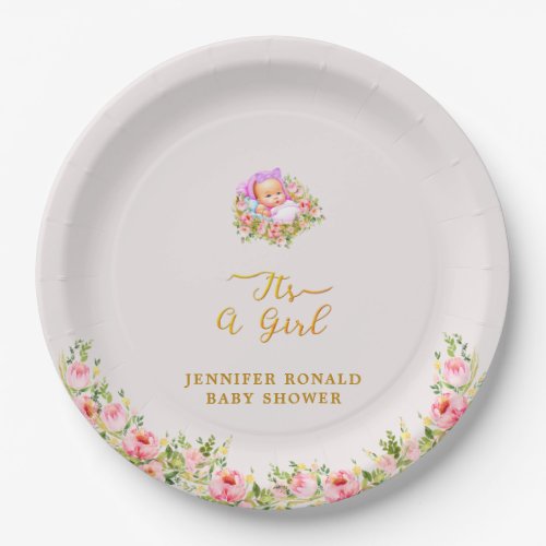Its a girl Baby girl baby shower  Paper Plates