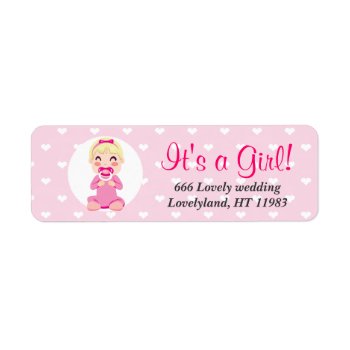 It's A Girl Baby Girl Design Label by Kakigori at Zazzle