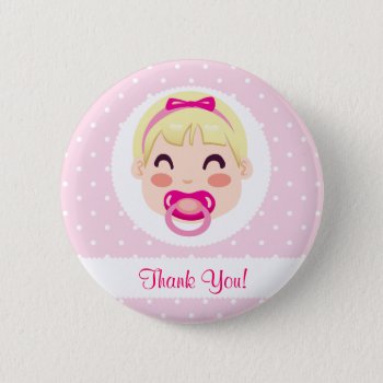 It's A Girl Baby Girl Design Pinback Button by Kakigori at Zazzle