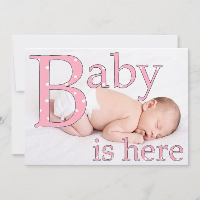 Its a Girl, Baby is Here, Birth Announcements (Front)