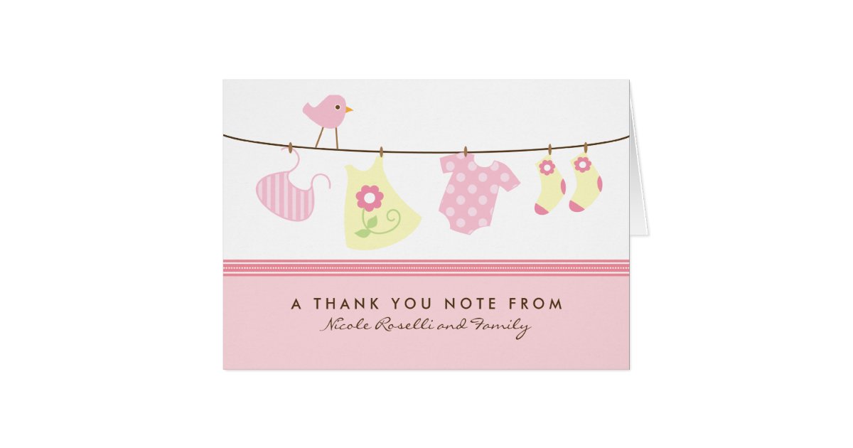 It S A Girl Baby Laundry Thank You Card Pink