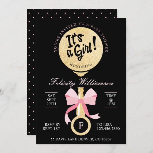 Its A Girl Baby Rattle Baby Shower Invitation