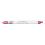 It's A Girl Baby Rattle Pink Star Bow Announcement Pen