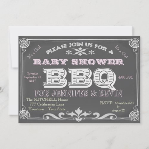 Its a Girl Baby Shower Bar B Que Invitation