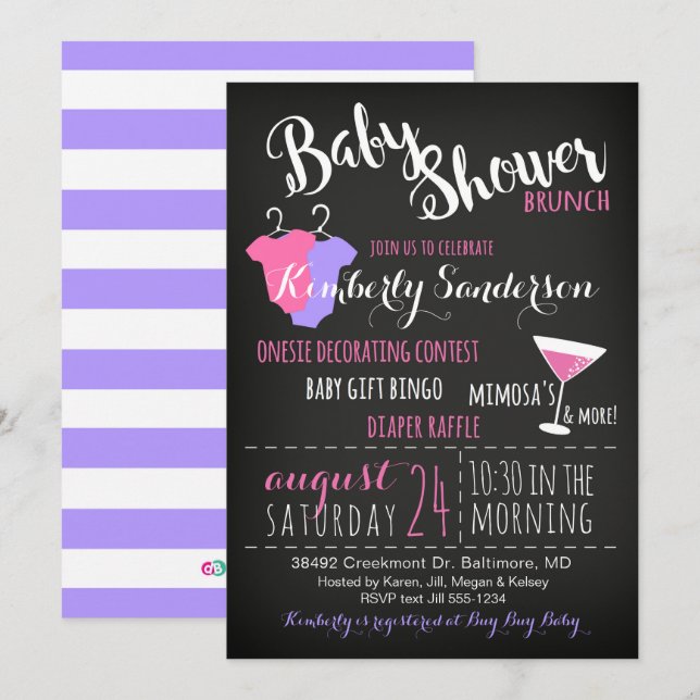 It's a Girl Baby Shower Brunch Party Invitation (Front/Back)