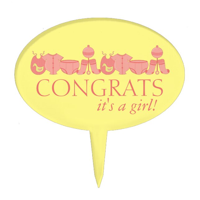 It's A Girl! Baby Shower Cake Topper (Front)