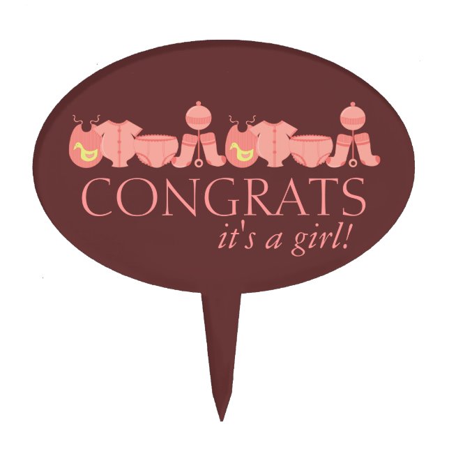 It's A Girl! Baby Shower Cake Topper (Front)