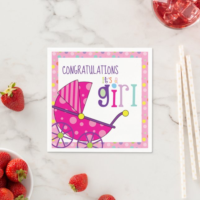 It's a Girl Baby Shower Cocktail Napkin (Insitu)