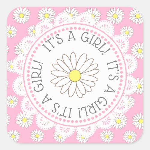 ITS A GIRL BABY SHOWER  Daisy Themed Stickers