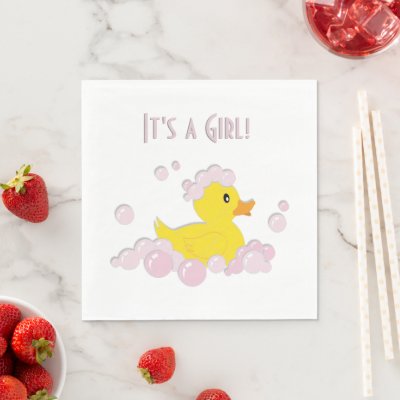 It's a Girl Baby Shower Duck Napkins