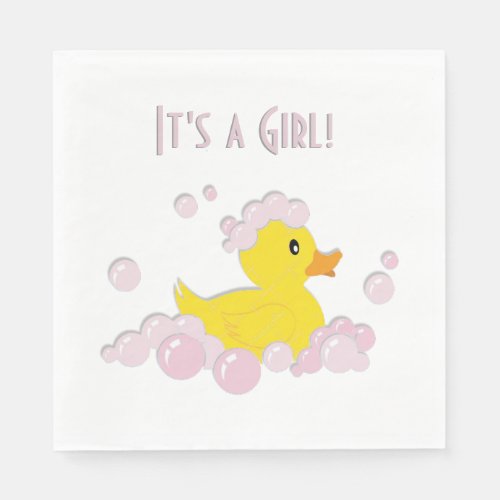 Its a Girl Baby Shower Duck Napkins