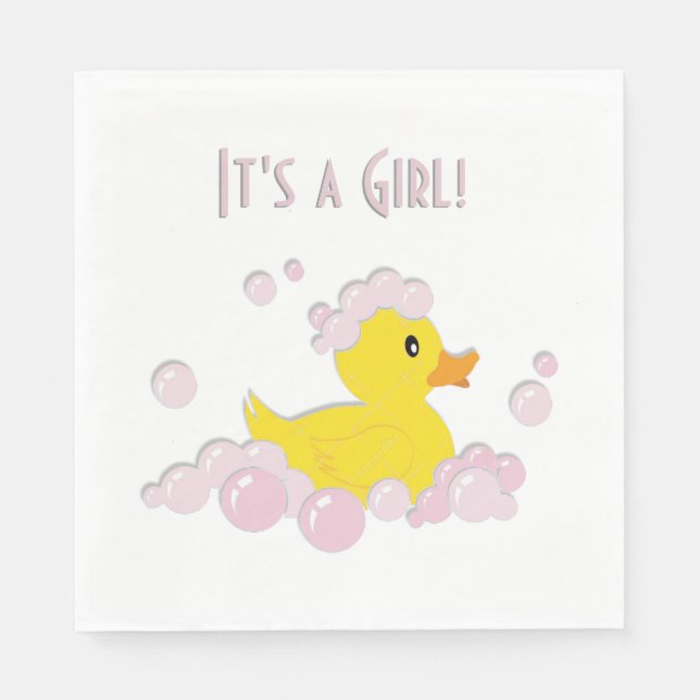 It's a Girl Baby Shower Duck Napkins (Front)