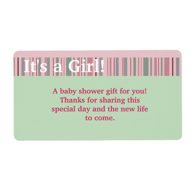 It's a girl, Baby Shower Favor Labels (Front)